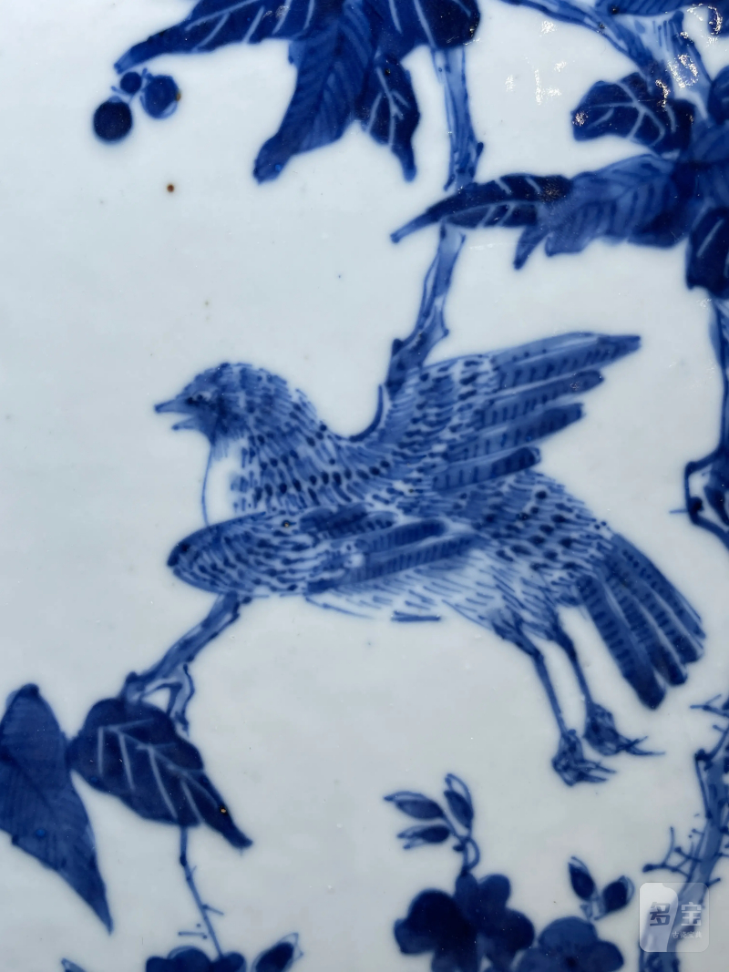 清晚期 青花花鸟纹瓷板 - 图3